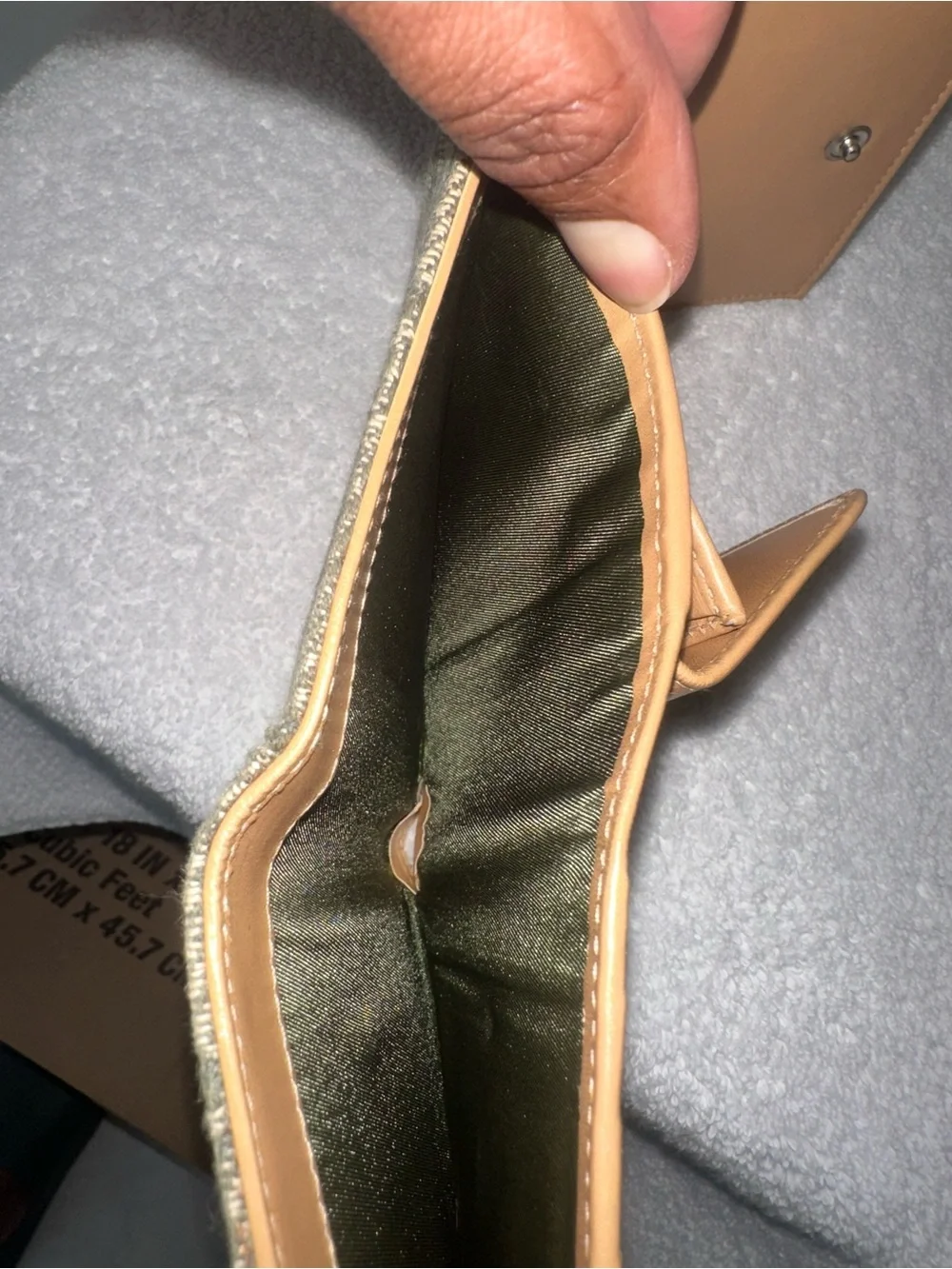 Dior Olive Monogram Canvas Card Holder with Tan Leather Patch